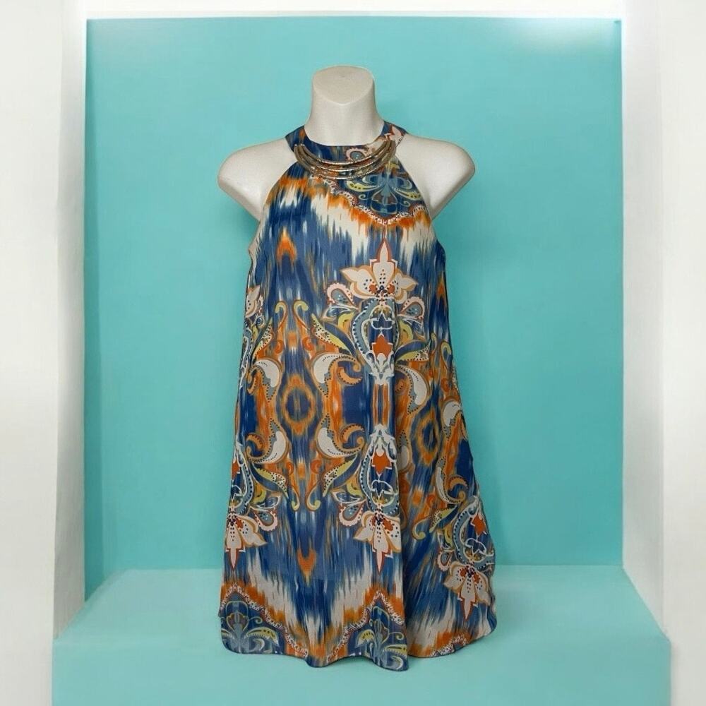 Myth Bohemian Halter Midi Dress Psychedelic Floral Multicolor Women's Size S